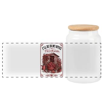 Ill Be In My Office Out In The Garden Gardening - Panoramic Cookie Jar with Wooden Lid - white - Front