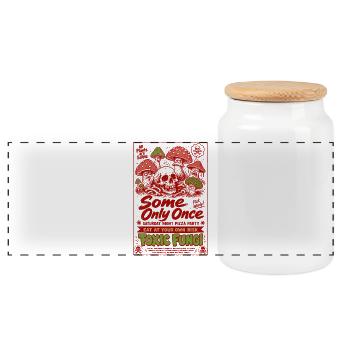All Plants Are Edible Toxic Fungi Gardening - Panoramic Cookie Jar with Wooden Lid - white - Front