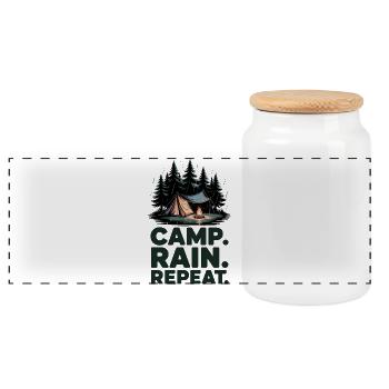 Camping Répété du Camp Rain - Boîte à biscuits avec couvercle en bois - blanc - Devant