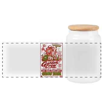 Urban Gardening Garden Crew Grow Your Own - Panoramic Cookie Jar with Wooden Lid - white - Front