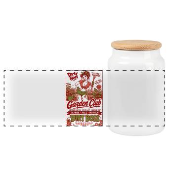 Urban Gardening Dirty Hoes Garden Club Plants - Panoramic Cookie Jar with Wooden Lid - white - Front