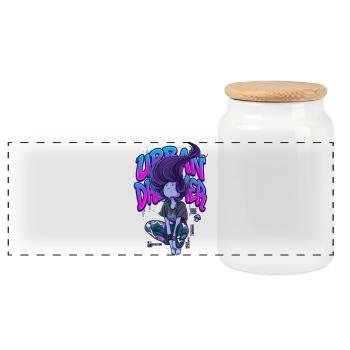 Urban Dreamer Lofi Anime Girl Graffiti Streetwear - Boîte à biscuits avec couvercle en bois - blanc - Devant