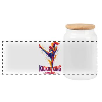 Kickboxer Graphic Design: Brute & Strong - Panoramic Cookie Jar with Wooden Lid - white - Front