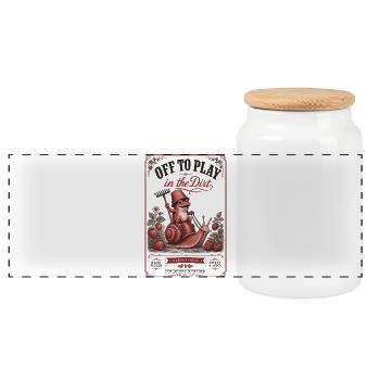 Urban Gardening Off To Play In The Dirt - Panoramic Cookie Jar with Wooden Lid - white - Front