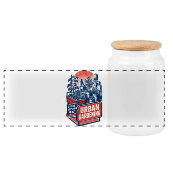 Urban Gardening Ask Me Anything about it - Panoramic Cookie Jar with Wooden Lid - white - Front