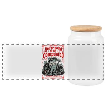 Urban Gardening Compost Thats Enough - Panoramic Cookie Jar with Wooden Lid - white - Front