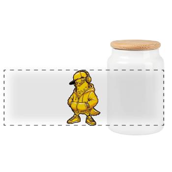 Taube Music Hip Hop - Panoramic Cookie Jar with Wooden Lid - white - Front