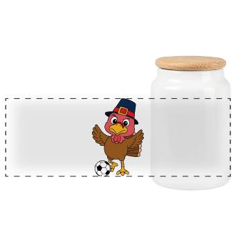 Thanksgiving Turkey Foot - Panoramic Cookie Jar with Wooden Lid - white - Front