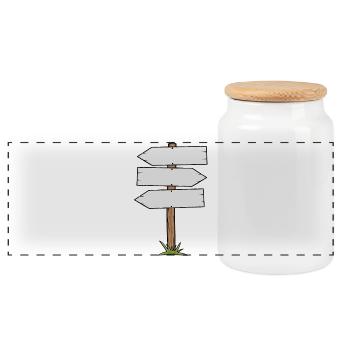 Wooden Signpost Direction Sign - Panoramic Cookie Jar with Wooden Lid - white - Front