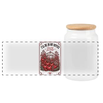 Ill Be In My Office Growing Good Things Gardening - Panoramic Cookie Jar with Wooden Lid - white - Front