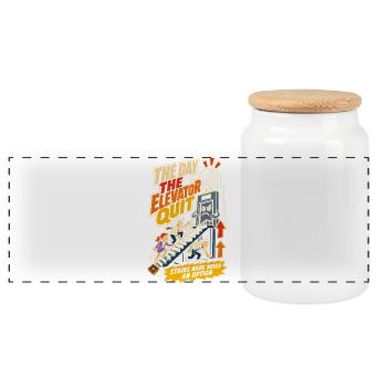 Elevator Strike Office Humor - Panoramic Cookie Jar with Wooden Lid - white - Front