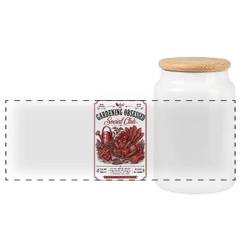 Urban Gardening Gardening Obsessed Social Club - Panoramic Cookie Jar with Wooden Lid - white - Front