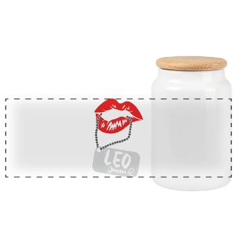 Signe du zodiaque Lion - Boîte à biscuits avec couvercle en bois - blanc - Devant