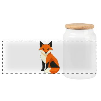 Geometrischer Fuchs – Dark Fox Design - Panorama Keksdose mit Holzdeckel - Weiß - Vorne