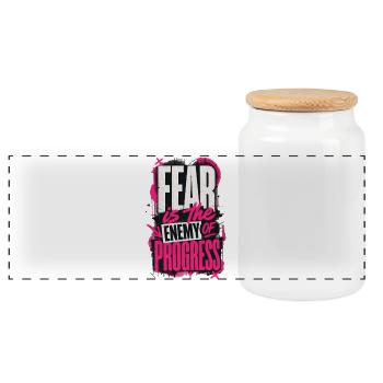 Fear is the Enemy of Progress - Panorama Keksdose mit Holzdeckel - Weiß - Vorne