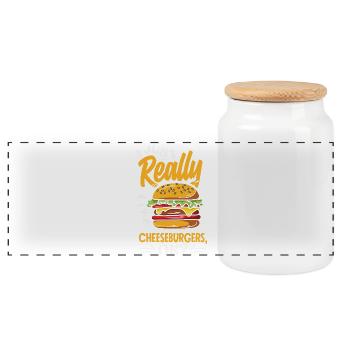 Ich Mag Cheeseburger Wirklich Sehr Lustiger Spruch - Panorama Keksdose mit Holzdeckel - Weiß - Vorne