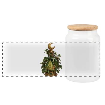 Mondschein Garten Elixierflasche - Panorama Keksdose mit Holzdeckel - Weiß - Vorne