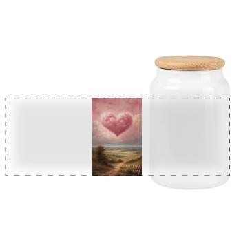 Herzwolke am Abend - Panorama Keksdose mit Holzdeckel - Weiß - Vorne