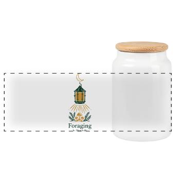 Pilze Sammeln Mondlicht Cottagecore Wald T-Shirt - Panorama Keksdose mit Holzdeckel - Weiß - Vorne