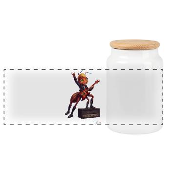 MALÚ die E-Gitarren Ameise | Geschenk für Rocker - Panorama Keksdose mit Holzdeckel - Weiß - Vorne