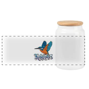 martins-pêcheurs - Boîte à biscuits avec couvercle en bois - blanc - Devant