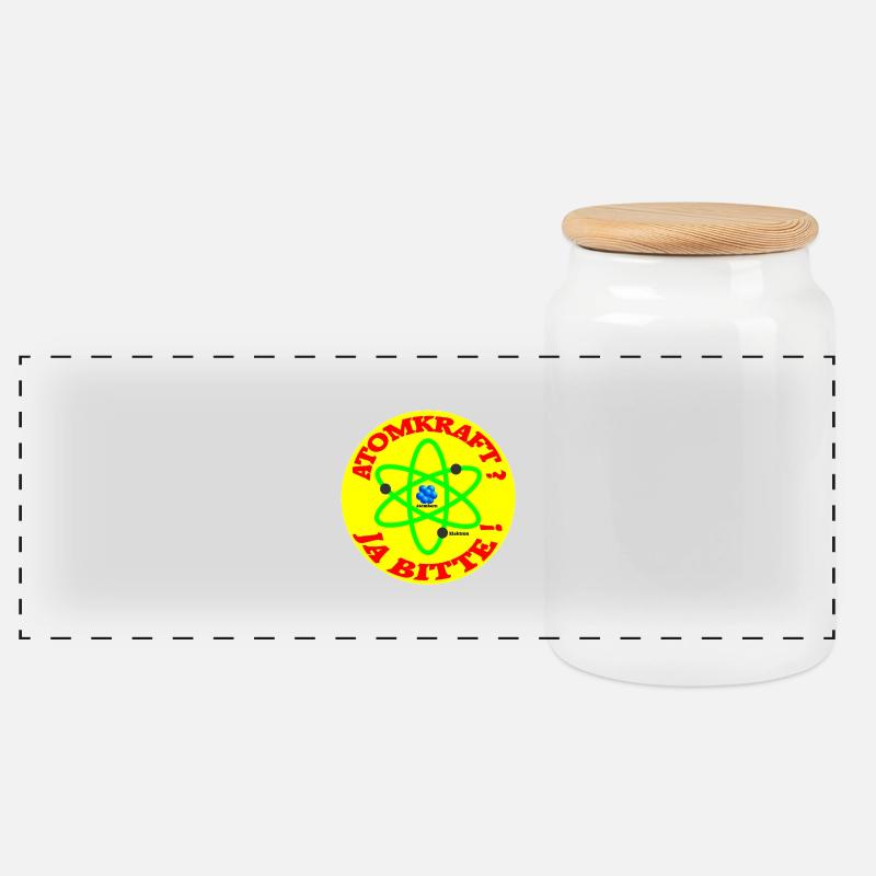 atomkraft ja bitte - Panorama Keksdose mit Holzdeckel - Weiß
