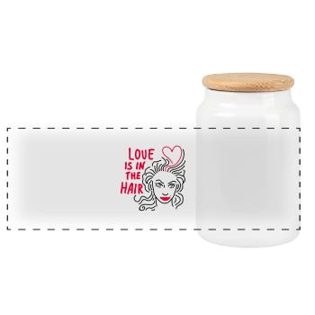 Love hair 2 - Panorama Keksdose mit Holzdeckel - Weiß - Vorne