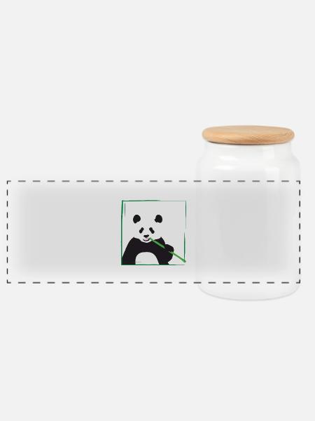 panda - Panorama Keksdose mit Holzdeckel - Weiß
