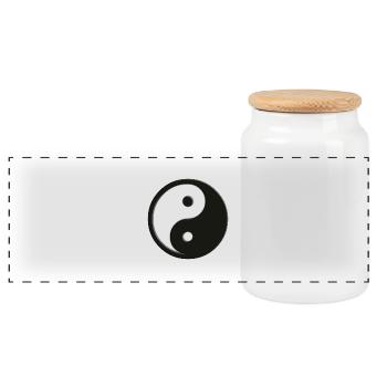 Yin et Yang symbole | noir et blanc - Boîte à biscuits avec couvercle en bois - blanc - Devant