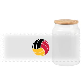 Volleyball 3c - Panorama Keksdose mit Holzdeckel - Weiß - Vorne
