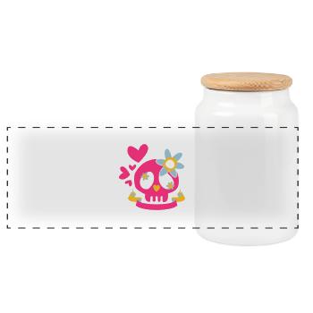 Tête de mort princesse - Boîte à biscuits avec couvercle en bois - blanc - Devant