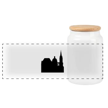aachener dom - Panorama Keksdose mit Holzdeckel - Weiß - Vorne
