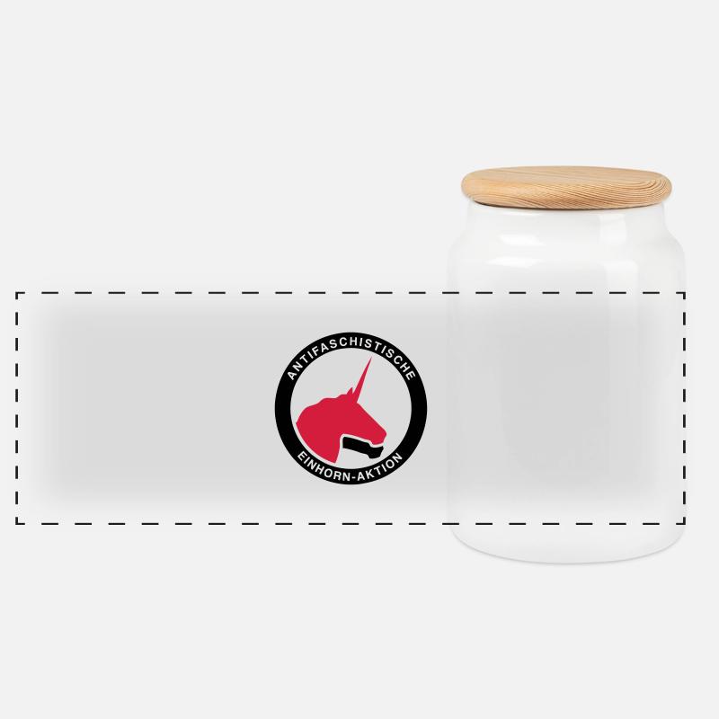 Antifaschistische Einhorn-Aktion - Panorama Keksdose mit Holzdeckel - Weiß