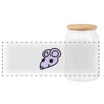 Sweet Mouse - Panoramic Cookie Jar with Wooden Lid - white - Front