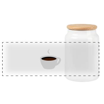 Kaffeetasse - Panorama Keksdose mit Holzdeckel - Weiß - Vorne
