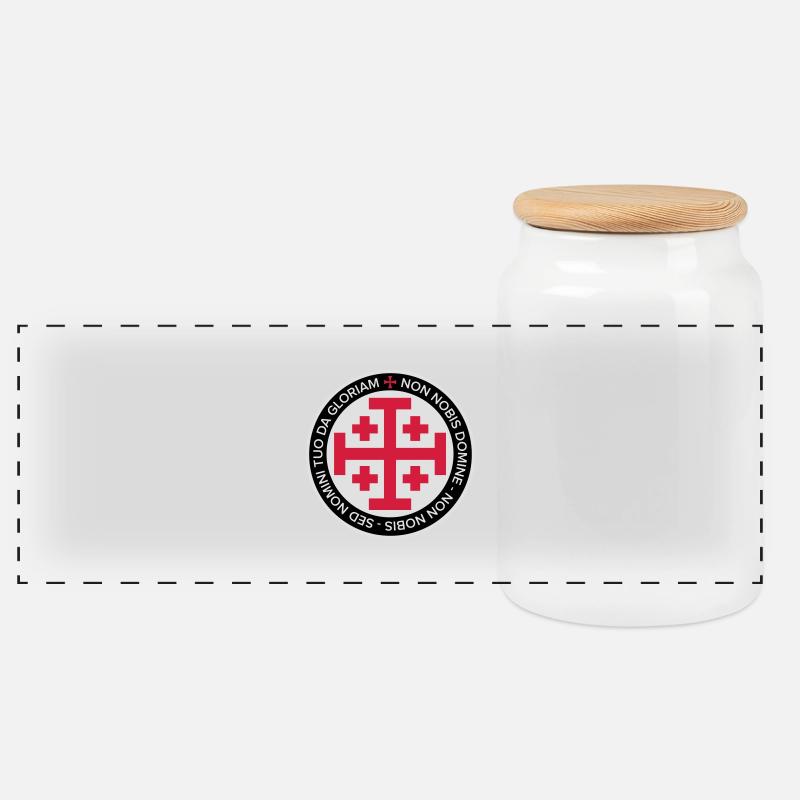 Jerusalem Crusader Cross - Panorama Keksdose mit Holzdeckel - Weiß