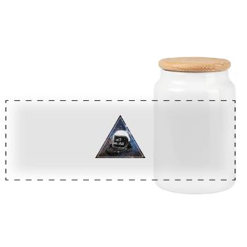 Need space - Panoramic Cookie Jar with Wooden Lid - white - Front