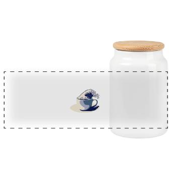 Coffee Wave - Panorama Keksdose mit Holzdeckel - Weiß - Vorne