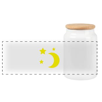 mond_und_sterne - Panoramic Cookie Jar with Wooden Lid - white - Front