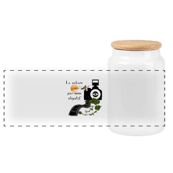 photographie - Boîte à biscuits avec couvercle en bois - blanc - Devant