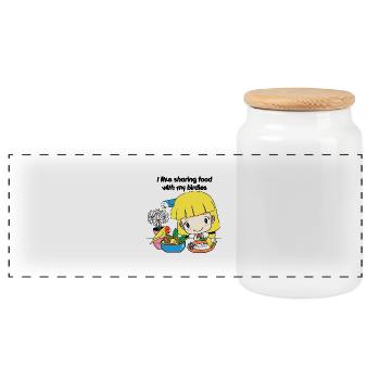Sharing food - Panoramic Cookie Jar with Wooden Lid - white - Front