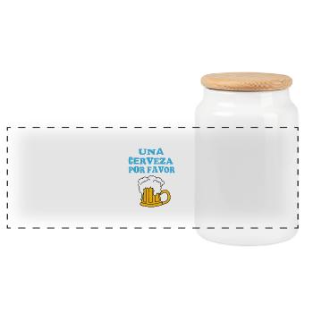 Una Cerveza Por Favor - Panorama Keksdose mit Holzdeckel - Weiß - Vorne