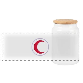 Roter Halbmond Red Crescent - Panorama Keksdose mit Holzdeckel - Weiß - Vorne