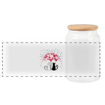 AD Lovely cats II - Panoramic Cookie Jar with Wooden Lid - white - Front