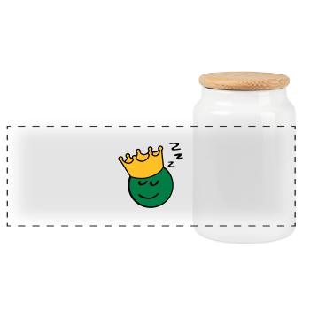 Peas king sleep - Panoramic Cookie Jar with Wooden Lid - white - Front