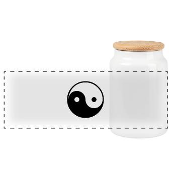 Ying Yang black & - Panorama Keksdose mit Holzdeckel - Weiß - Vorne