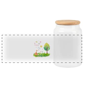 Oh happy day - Fuchs glücklich Tier - Panorama Keksdose mit Holzdeckel - Weiß - Vorne