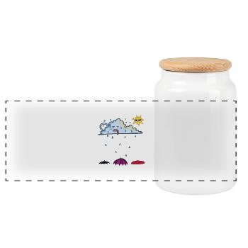Pluie - Boîte à biscuits avec couvercle en bois - blanc - Devant