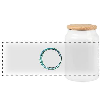 Ring Kreis Circle Zirkel 3 - Panorama Keksdose mit Holzdeckel - Weiß - Vorne