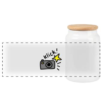 click! Photo 3 - Panoramic Cookie Jar with Wooden Lid - white - Front